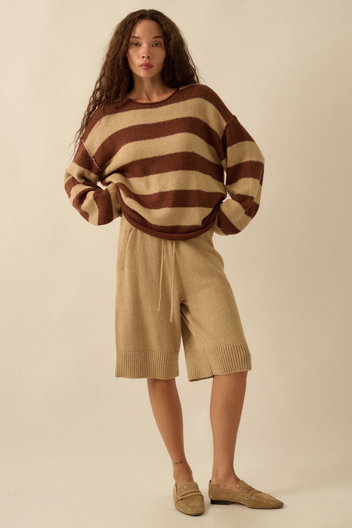 Promise the Label Striped Rolled-Edge Sweater - ShopPromesa