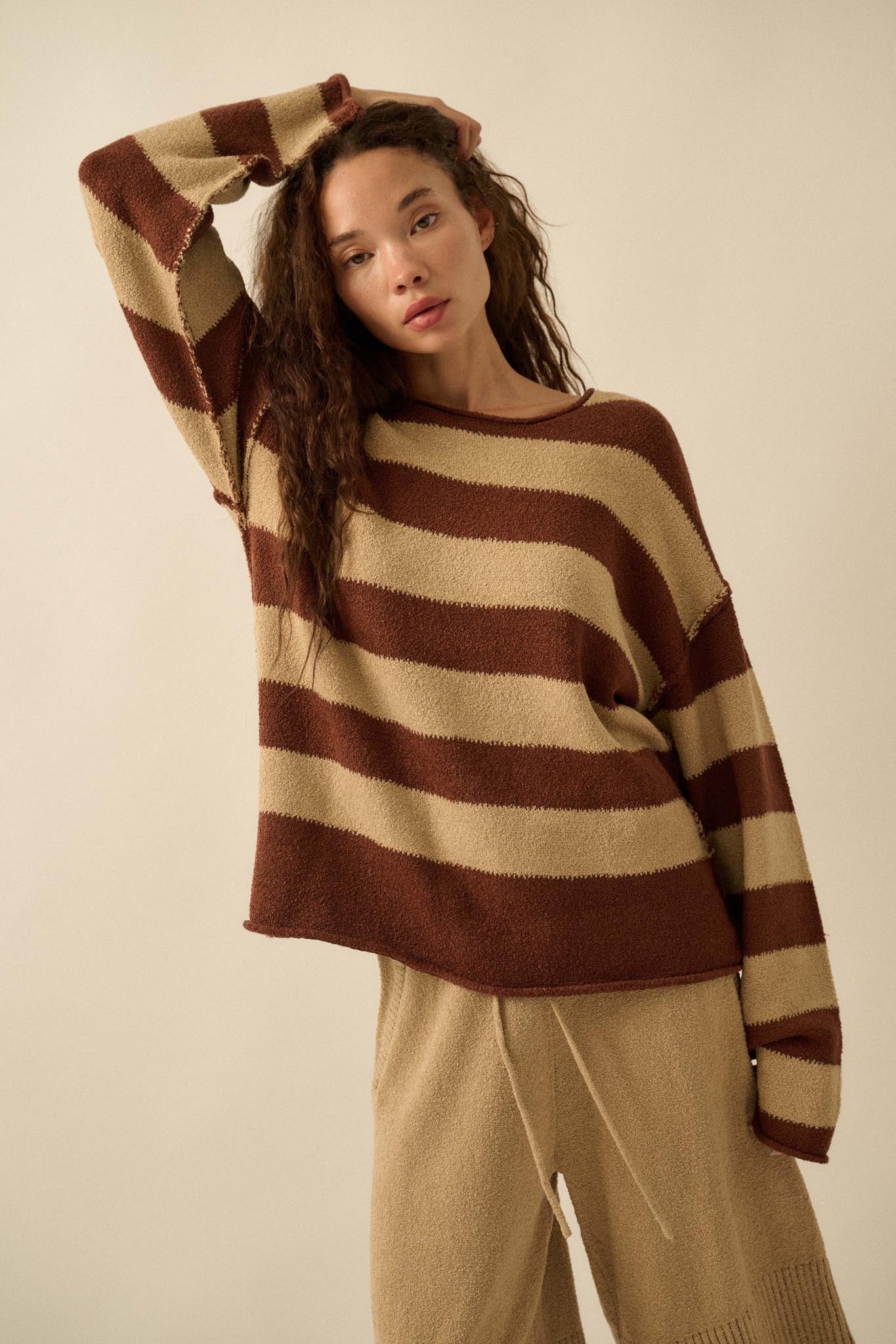 Promise the Label Striped Rolled-Edge Sweater - ShopPromesa