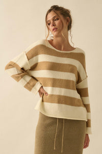 Promise the Label Striped Rolled-Edge Sweater - ShopPromesa