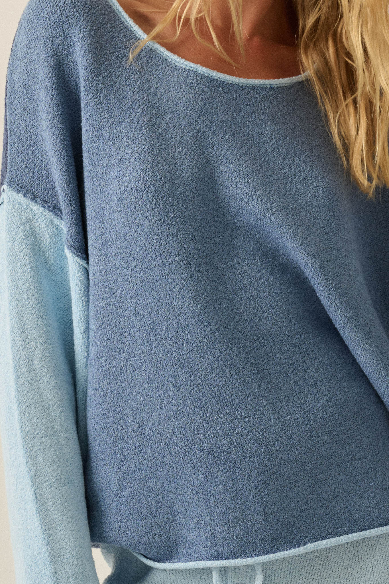 Promise the Label Colorblock Rolled-Edge Sweater