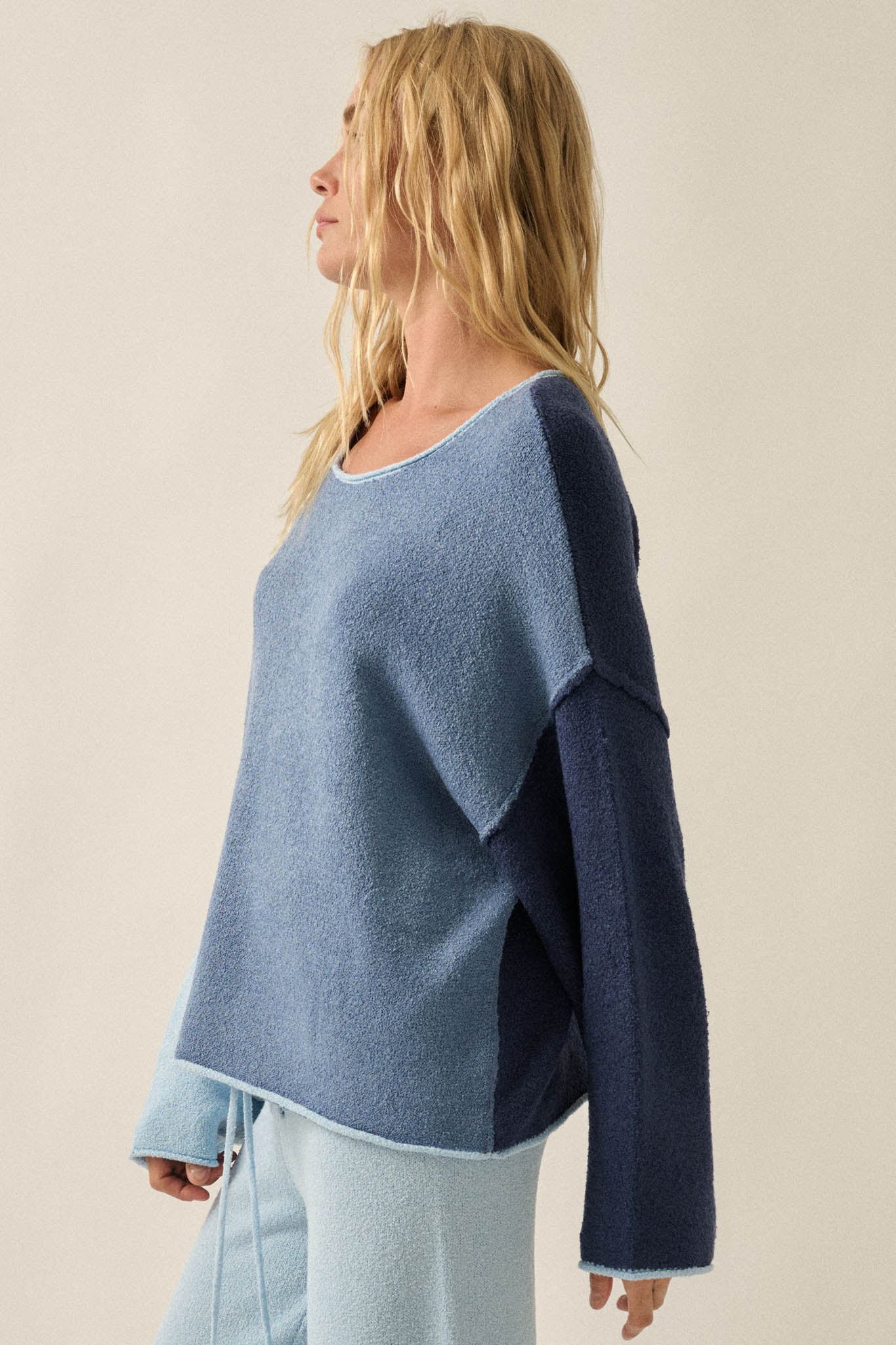 Promise the Label Colorblock Rolled-Edge Sweater
