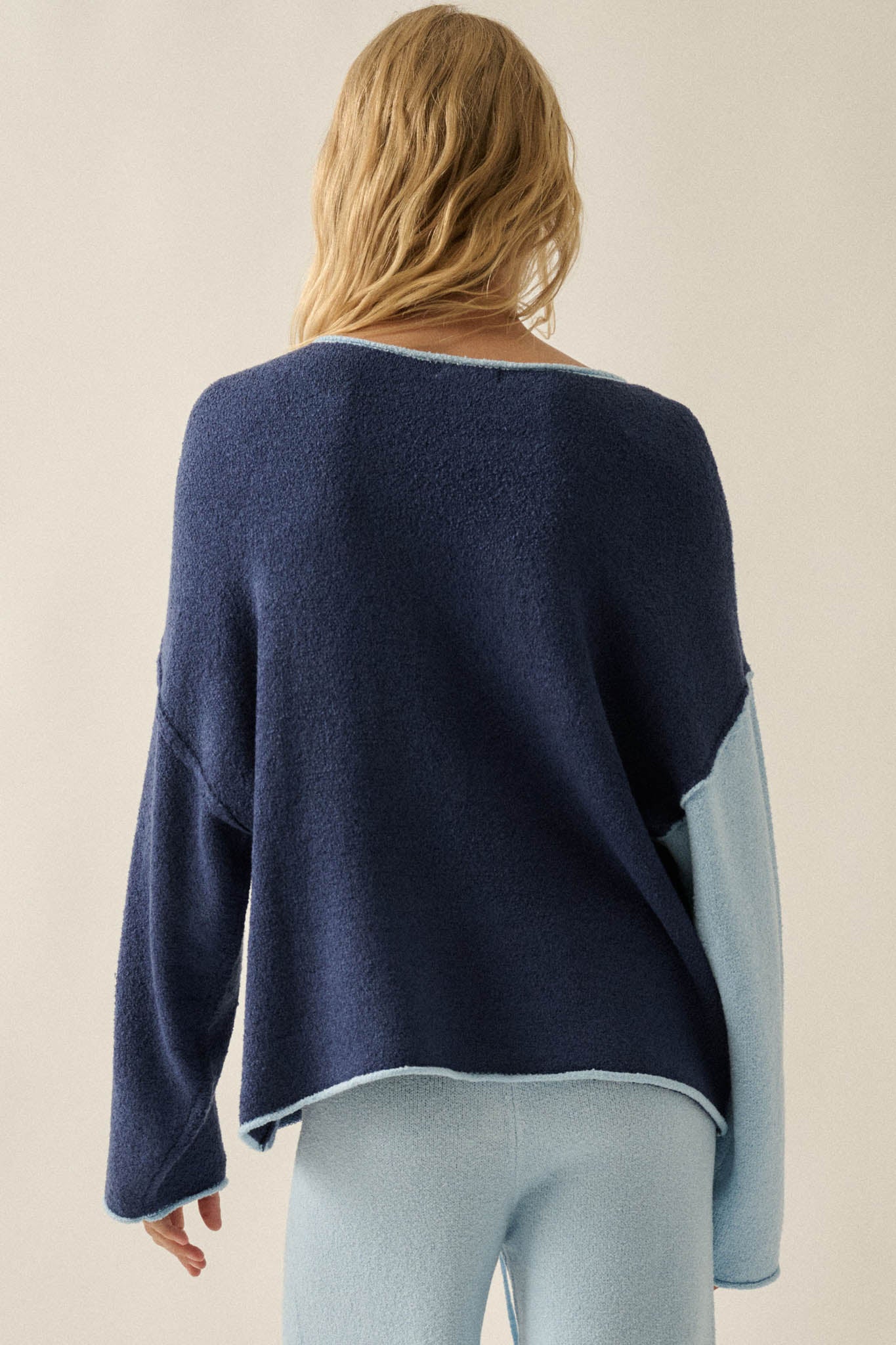 Promise the Label Colorblock Rolled-Edge Sweater