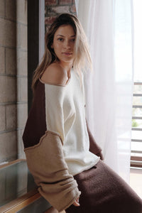 Promise the Label Colorblock Rolled-Edge Sweater - ShopPromesa