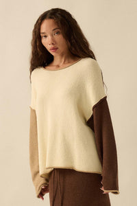 Promise the Label Colorblock Rolled-Edge Sweater - ShopPromesa