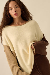 Promise the Label Colorblock Rolled-Edge Sweater - ShopPromesa
