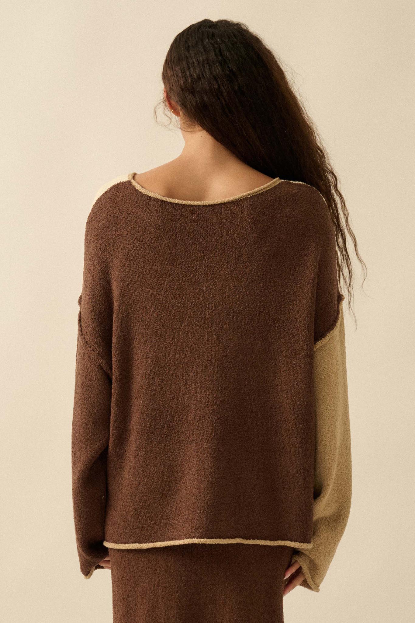 Promise the Label Colorblock Rolled-Edge Sweater - ShopPromesa
