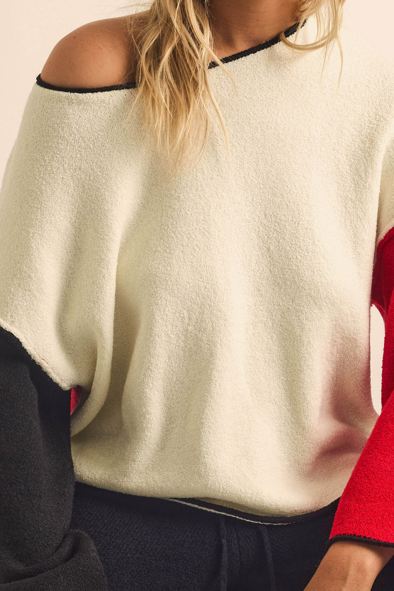 Promise the Label Colorblock Rolled-Edge Sweater
