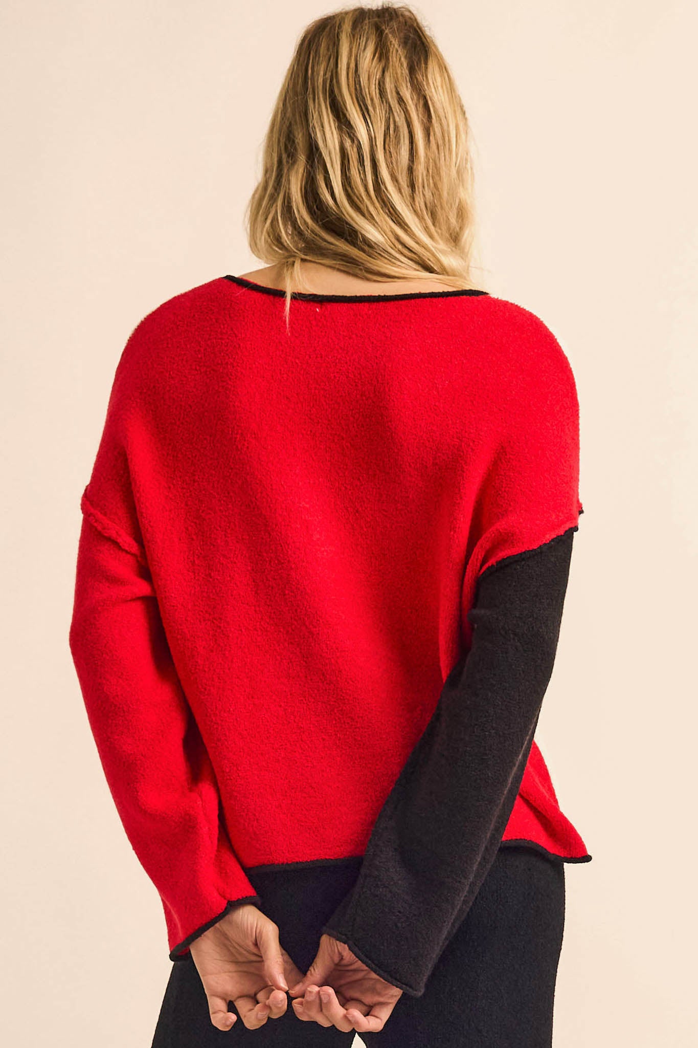 Promise the Label Colorblock Rolled-Edge Sweater