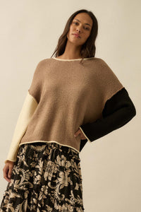 Promise the Label Colorblock Rolled-Edge Sweater - ShopPromesa
