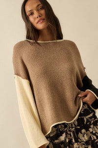 Promise the Label Colorblock Rolled-Edge Sweater - ShopPromesa