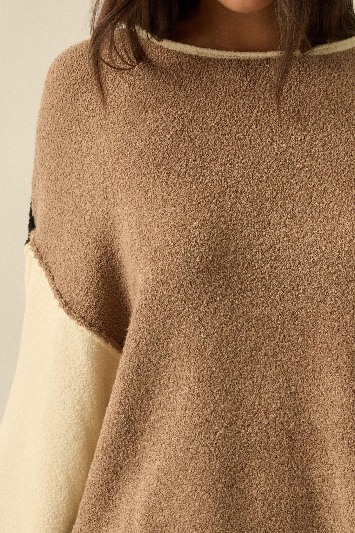 Promise the Label Colorblock Rolled-Edge Sweater - ShopPromesa