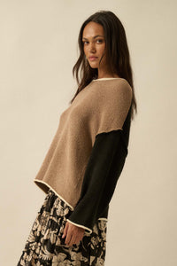 Promise the Label Colorblock Rolled-Edge Sweater - ShopPromesa