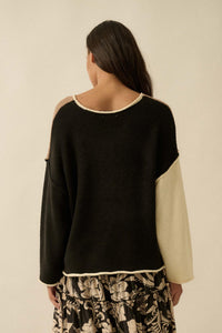 Promise the Label Colorblock Rolled-Edge Sweater - ShopPromesa