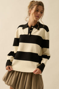 Advantage Line Striped Knit Collared Rugby Sweater - ShopPromesa