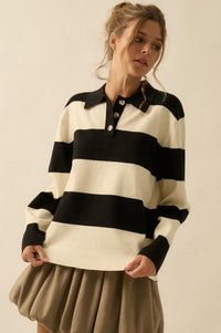 Advantage Line Striped Knit Collared Rugby Sweater - ShopPromesa