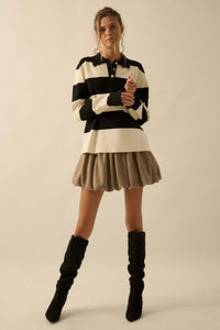Advantage Line Striped Knit Collared Rugby Sweater - ShopPromesa