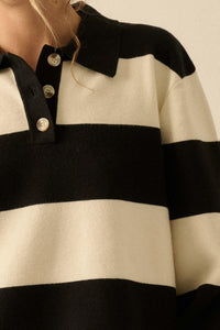 Advantage Line Striped Knit Collared Rugby Sweater - ShopPromesa