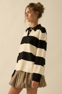 Advantage Line Striped Knit Collared Rugby Sweater - ShopPromesa