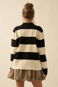 Advantage Line Striped Knit Collared Rugby Sweater - ShopPromesa