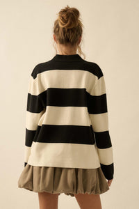 Advantage Line Striped Knit Collared Rugby Sweater - ShopPromesa