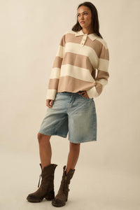 Advantage Line Striped Knit Collared Rugby Sweater - ShopPromesa