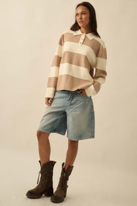 Advantage Line Striped Knit Collared Rugby Sweater - ShopPromesa