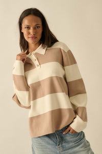 Advantage Line Striped Knit Collared Rugby Sweater - ShopPromesa