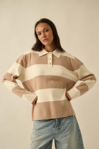Advantage Line Striped Knit Collared Rugby Sweater - ShopPromesa