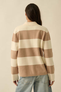 Advantage Line Striped Knit Collared Rugby Sweater - ShopPromesa
