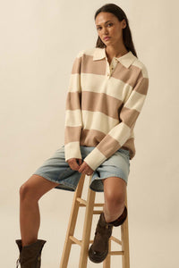 Advantage Line Striped Knit Collared Rugby Sweater - ShopPromesa