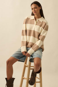 Advantage Line Striped Knit Collared Rugby Sweater - ShopPromesa
