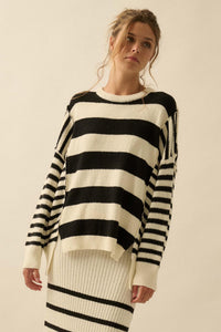 Promise the Label Paneled Striped Sweater - ShopPromesa