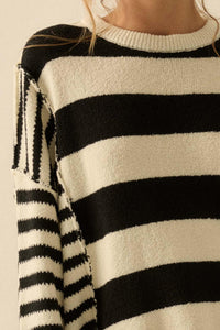 Promise the Label Paneled Striped Sweater - ShopPromesa