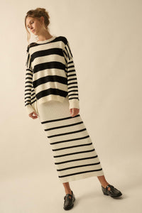 Promise the Label Paneled Striped Sweater - ShopPromesa