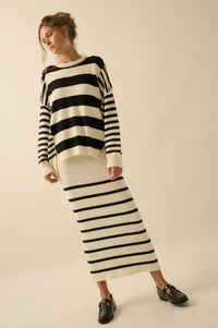 Promise the Label Paneled Striped Sweater - ShopPromesa