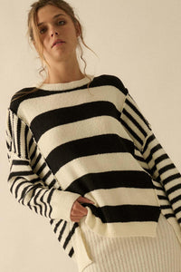 Promise the Label Paneled Striped Sweater - ShopPromesa