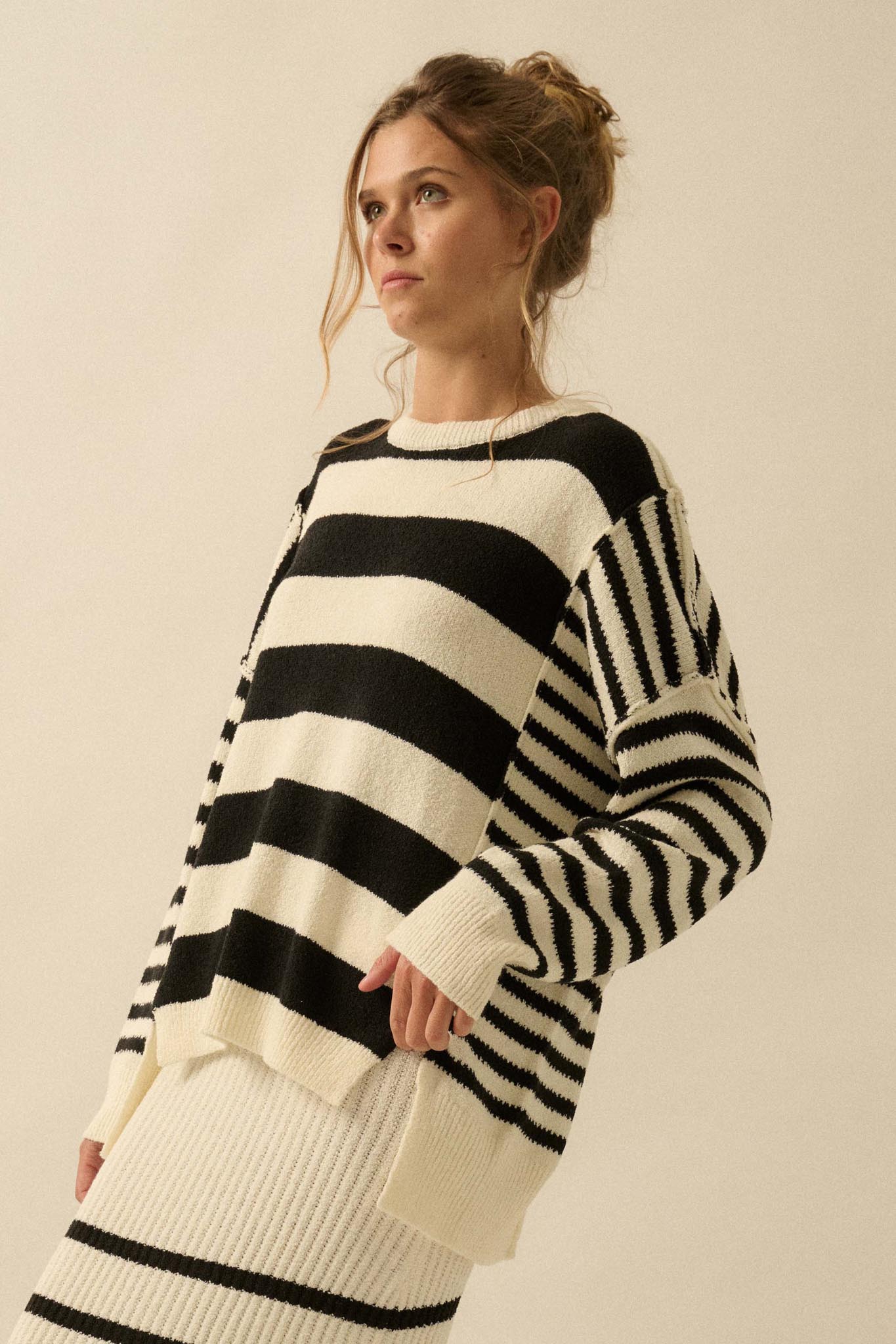 Promise the Label Paneled Striped Sweater - ShopPromesa