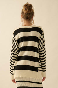 Promise the Label Paneled Striped Sweater - ShopPromesa