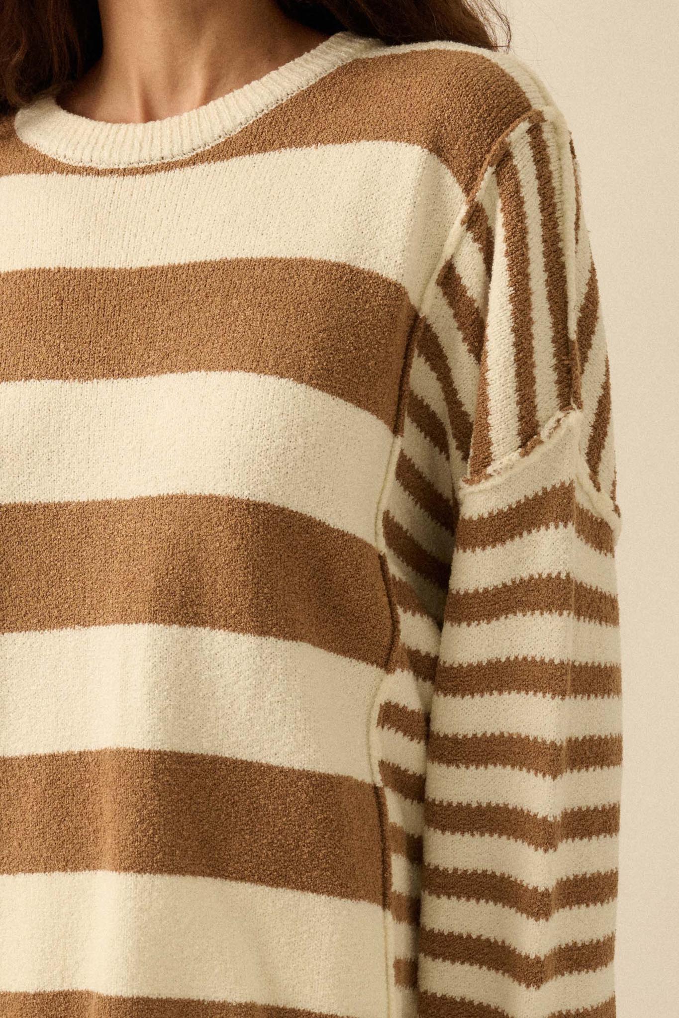 Promise the Label Paneled Striped Sweater
