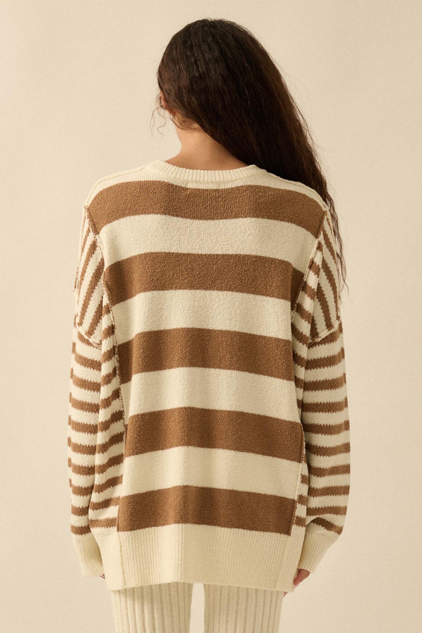 Promise the Label Paneled Striped Sweater