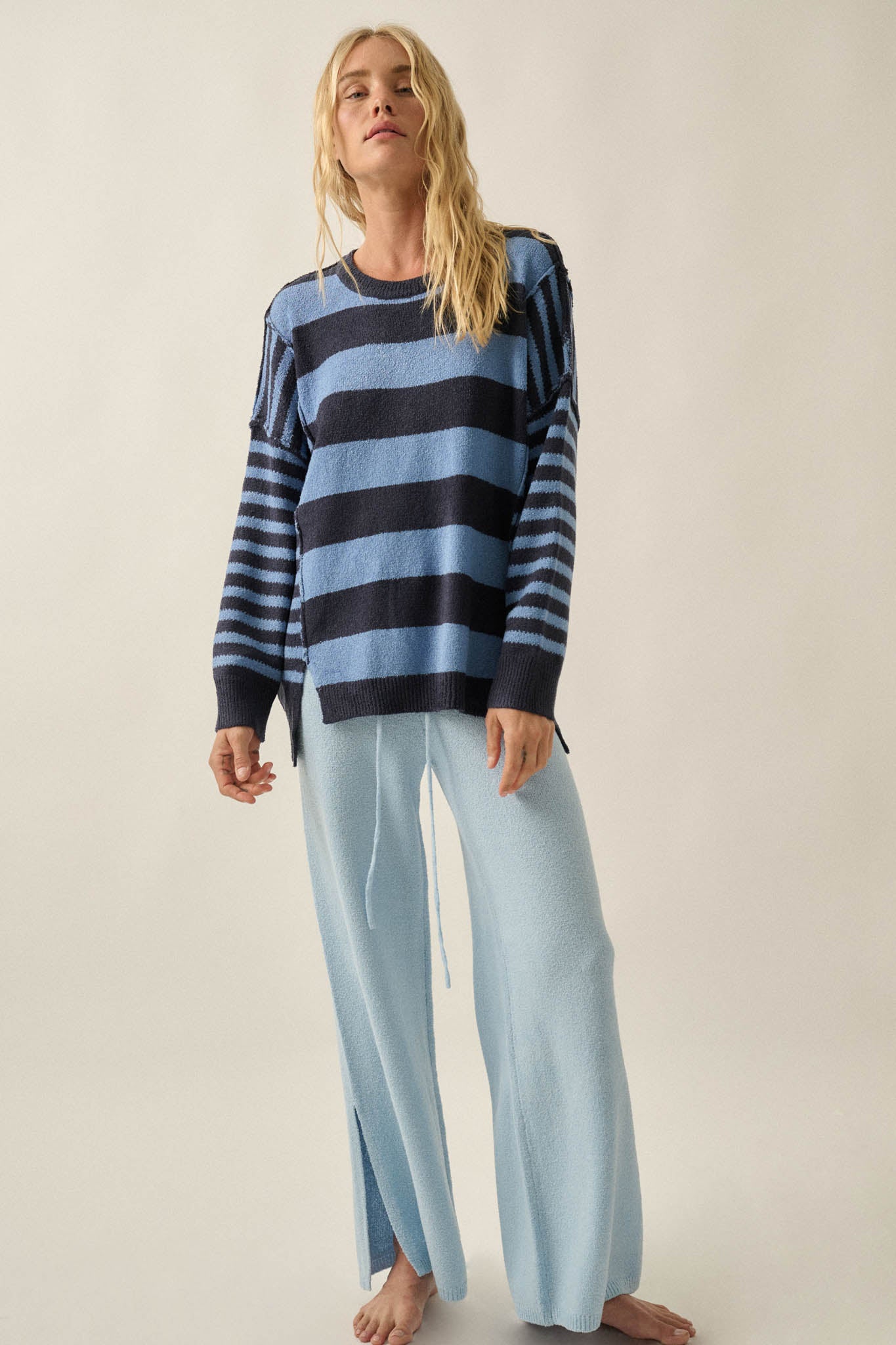 Promise the Label Paneled Striped Sweater - ShopPromesa