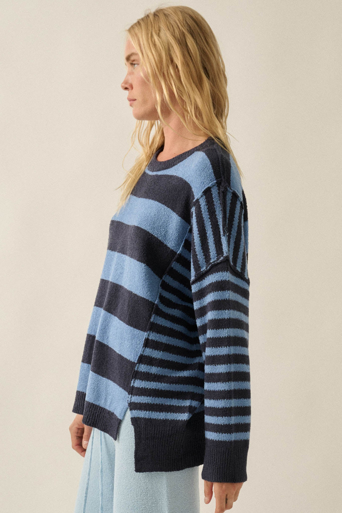 Promise the Label Paneled Striped Sweater - ShopPromesa