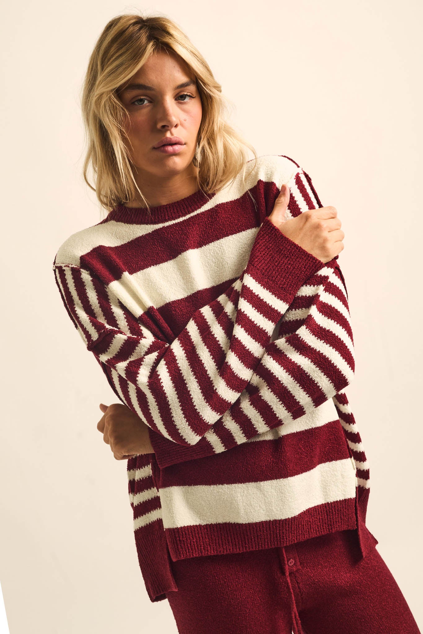 Promise the Label Paneled Striped Sweater - ShopPromesa