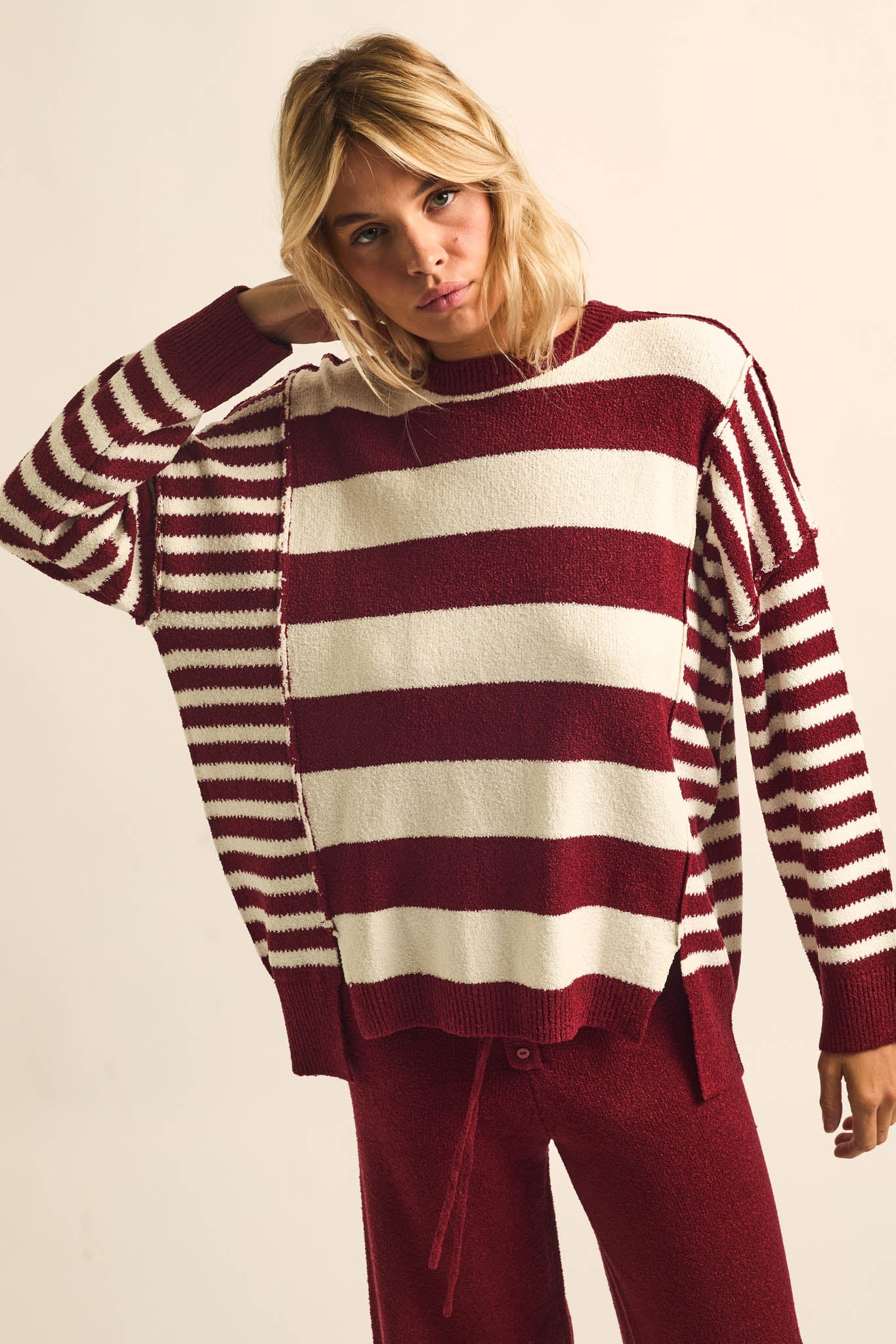 Promise the Label Paneled Striped Sweater - ShopPromesa