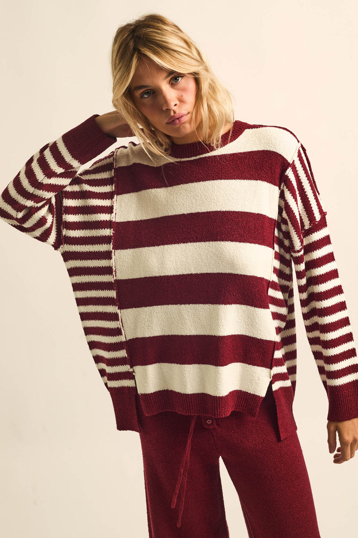 Promise the Label Paneled Striped Sweater - ShopPromesa