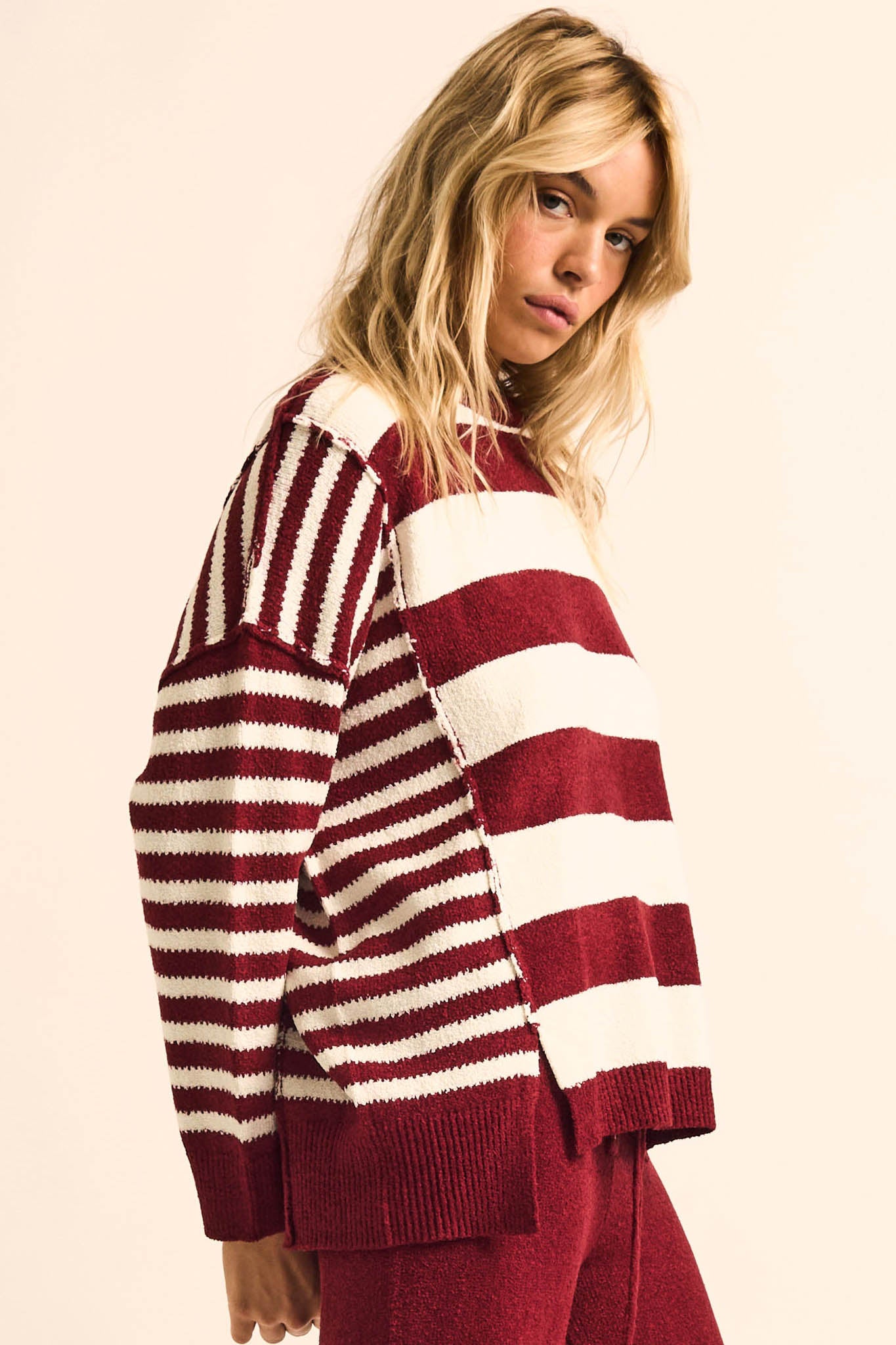 Promise the Label Paneled Striped Sweater - ShopPromesa