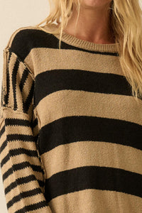 Promise the Label Paneled Striped Sweater - ShopPromesa