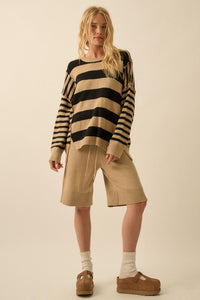 Promise the Label Paneled Striped Sweater - ShopPromesa