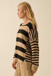 Promise the Label Paneled Striped Sweater - ShopPromesa