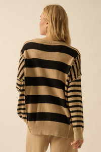 Promise the Label Paneled Striped Sweater - ShopPromesa